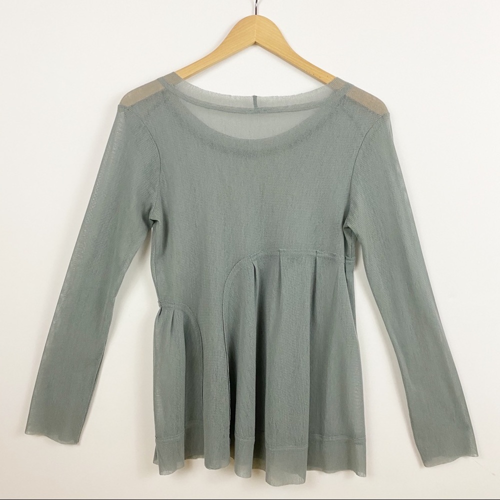 NO LABEL Pale Blue Scoop Neck Sheer Stretch Top S